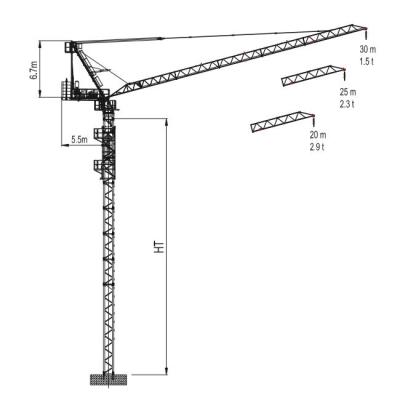 China Video Technical Support Self Erecting Tower Crane Small Jib Luffing 3 Years Warranty Te koop