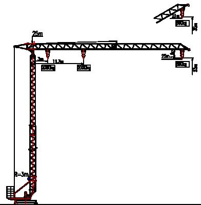 China Electric Controlled Self Erecting Tower Crane Building Construction 8000 kg Te koop