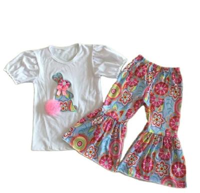 China Wholesale Easter Babies Eco-Friendly Clothing Set Cute Rabbit Embroidery Two Pieces Of Clothes Equipment Children for sale