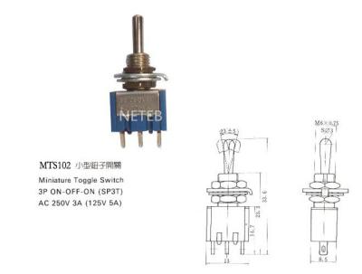 China Miniature toggle switch 6A 125V/3A 250V for sale