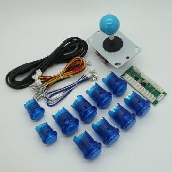 China USD18.95---Arcade DIY Parts USB Encoder + 1Joystick + 10 Illuminated  Push Buttons MAME blue color for sale