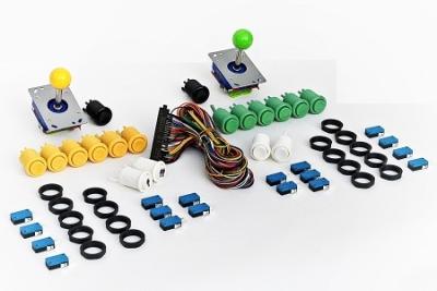 China USD20.95---Joystick pack,2 joysticks and 18 push buttons yellow and green color for sale