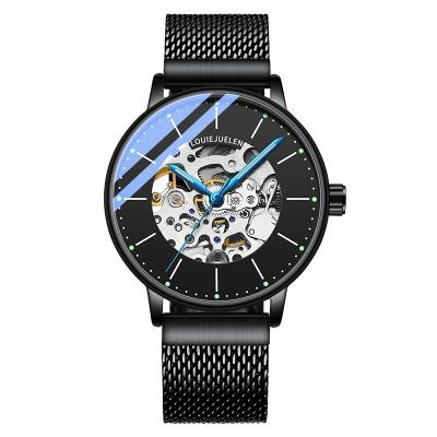 Cina Trendy Transparent Mechanical Watch Automatic Stainless Steel Alloy Men's Wristband Mechanical Watch in vendita