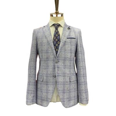 China Anti-Wrinkle Manufacturer Light Style Plaid Mens Groom Wedding Business Dress Suit Blazer for sale