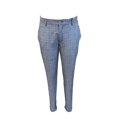 China Spring Check Plaid Casual Classic Cotton Flat Straigh Men's Blended Canvas Pants for sale