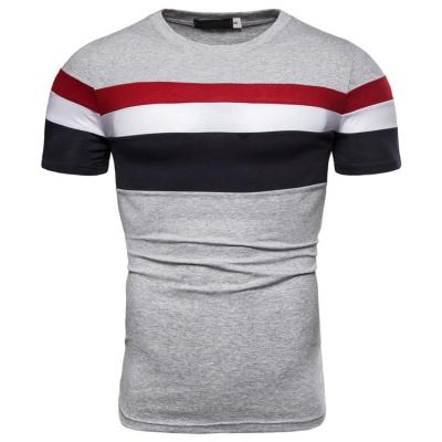 China 2019 New Products Other Custom Logo Gray With Stripe Short Sleeve T-Shirt for sale