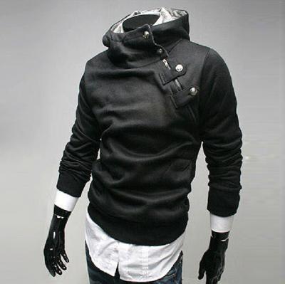 China Viable Wholesale Diagonal Design Men's Casual High Neck Zipper Fit Plain Dyed Pullover Hoodies for sale