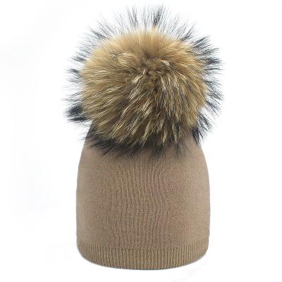 China Plush winter knit hats for baby boys girl pompom fox kids pure color warm pure color beanies wool hoods for sale