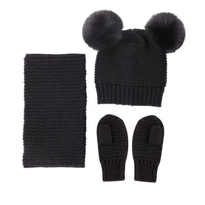 China 2022 Hot Sale Amazon Middle Beanie Scarf Gloves Set Pom Poms Kids For Baby Kids for sale