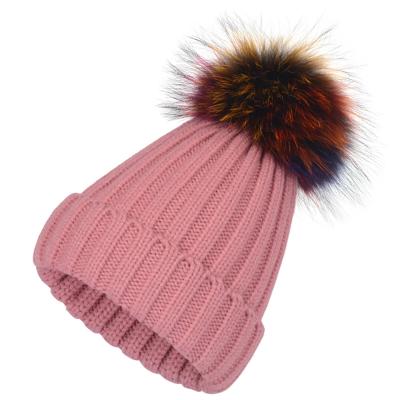 China Women's 2022 Pom Pom Hat Winter Slouchy Beanie Raccoon Fur Hot Sale Amazon COMMON Large Real Beanie Ski Hat for sale