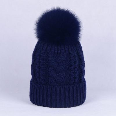 China 2022 New Hot Sale Trend Extra Large Fur Ball Hats Cheap Fox Fur Ball Winter Hats COMMON For Girls for sale