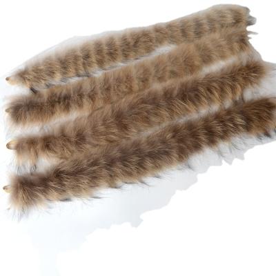 China Factory Custom Size 68cm Soft Dyed Raccoon Fur Collar Casual Raccoon Fur Trim For Hood for sale