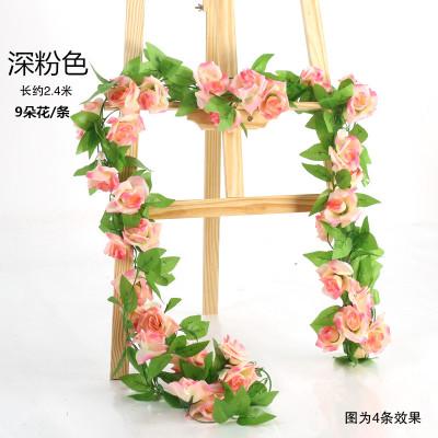 China Fashionable 240cm Length Fake Plants Rattan Pendant Rose Ivy Vine Flowers Garland Artificial For Home Decoration Events for sale