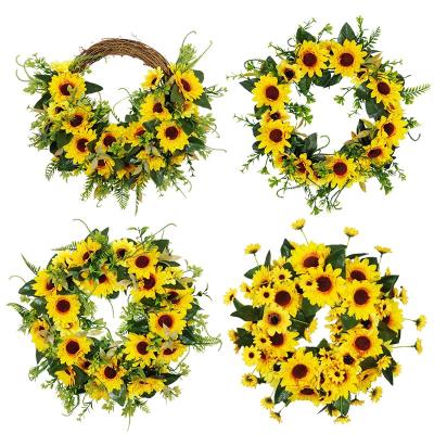 China 2021 Hot Artificial Silk Fabric Amazon Silk Mini Vine Sunflowers String Garland Hanging Garland for sale