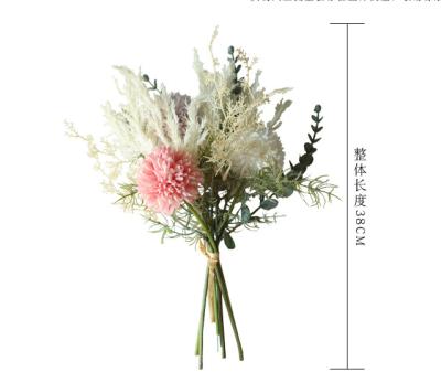 China Wedding& Home& Office Decoration Flower Plants New Factory Supply 2021 Silk Ball Chrysanthemum Artificial Flower Bouquet For Wedding for sale