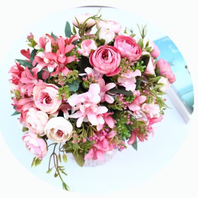 China Wedding& Home& Office Decoration Flower Plants New Design 5 Branches 20 Heads Oil Painting Daffodils Flower Bouquet for sale