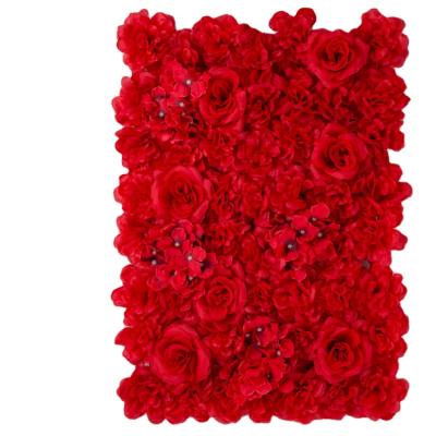 China 2022 Cheap Artificial Flower Backdrops Wholesale Plastic And Silk Cream White Wall Artificial Flower For Wedding Event Decoration for sale