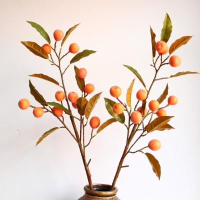 China Wedding& Home& Wholesale Office Decoration Flower Plants 2021Hot Sale Big Artificial Loquat Branches With Leaves Fake Fruit Spray for sale