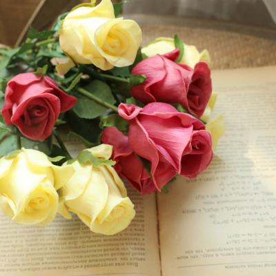 China Decorative Simulation Rose Flower For Home Decoration Glue Silk Factory Handle China Artificial Silk Roses Plastic for sale