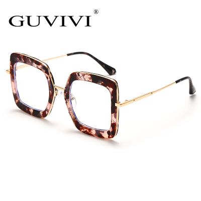 China GUVIVI Fashion Diamond Cut Outer Anti-Blue Lens Oversized Square Sunglasses Optical Frames And Sun Glasses for sale