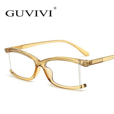 China Fashion GUVIVI Candy Color Semi Frameless Flat Lens Sunglasses Optical Frames And Sunglasses Frame Small for sale