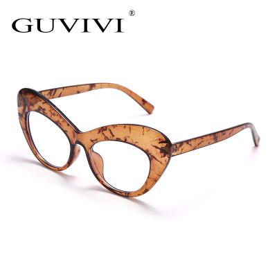 China New large frame sunglasses fashion GUVIVI cat eye mirror flesh mirror flat pink leopard frame glass women's custom logo for sale