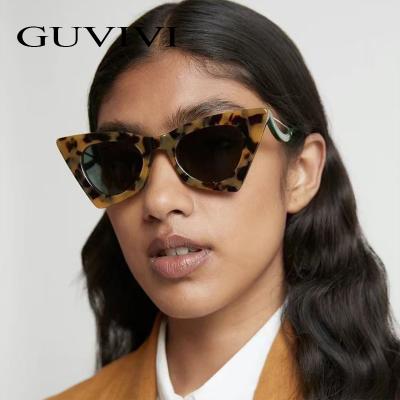 China Fashion Guvivi Sunglasses 2021 New Hot Sales Flat Glass Personality Fashion Women Sunglasses Cat Eye Sunglasses for sale