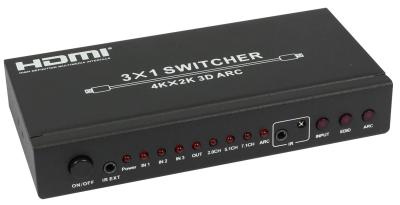 China Hochleistung 3 x 1 HDMI-Schalter mit Fernsteuerungsaudiorückführkanal zu verkaufen