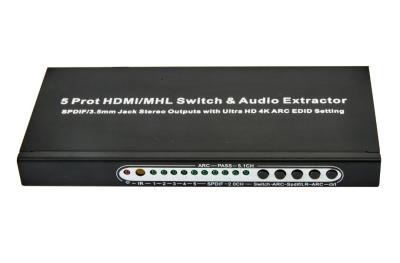 China 5 x 1 HDMI Switcher HDMI Audio Extractor With Ultra HD 4K ARC EDID Setting for sale