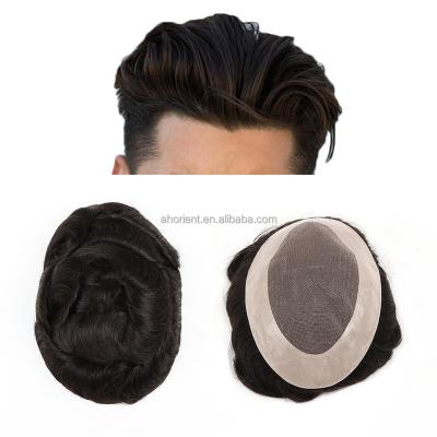 China Orientfashion Duro Mono Large Stock Durable Natural Multiple Size Indian Wave Hair Toupee Hair Piece For Men for sale