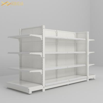 China Heavy Duty Double Sided Steel Gondola Supermarket Shelf Equipment Rack Gondola Cold Rolled Metal Shelving for sale