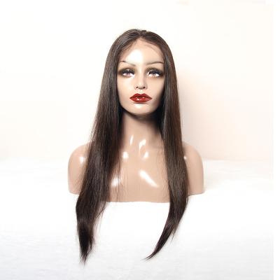 China #1b Silky Straight Wave #1b Natural Black Wholesale Virgin Brazilian Cuticle Aligned Pre Plucked Human Hair 360 Hd Lace Band Wigs for sale