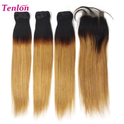 China Aliexpress.com : Buy Aliexpress Private Label 100% Silky Straight Ombre Color Brazilian Virgin Hair Bundle Wave Human Hair Product With Lace Closure for sale