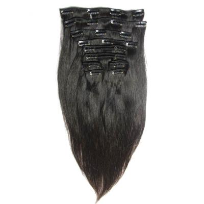 China OEM Double Wave 1B 180 Gram 26 Inch 30in Silky Straight Natural Yaki Remy Cambodian Remy Virgin Hair Clip In Extensions For Black Women for sale