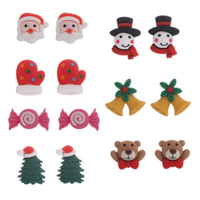 China CLASSIC Creative Resin Christmas Earrings Cartoon Candy Christmas Tree Santa Bell Earrings For Woman Girl Xmas Gift for sale