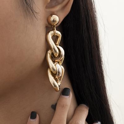 China Geometric Punk Rock Drop Earrings Cuba Link Chain Statement Earrings For Small Circle Earrings For Cartilage for sale