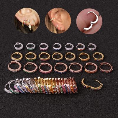 China FASHIONABLE High Quality Colorful Copper Upper Ear Helix Circle Cartilage Zircon Ear Studs Earring Piercing Jewelry for sale