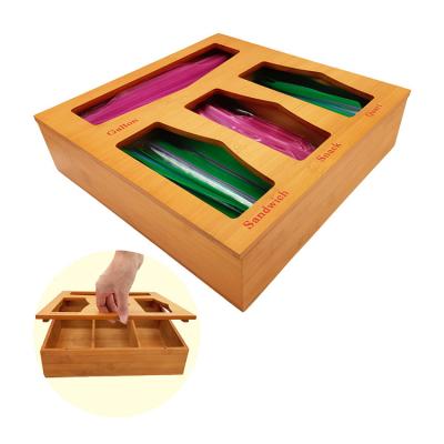 China Viable high quality custom made bamboo bag storage ziplock organizer for kitchen drawer for sale