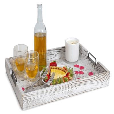 China Hot Selling White Luxury Artfully Processed Handmade Shabby Chic Handmade Stool Tray Multifunctional Breakfast Tray for sale