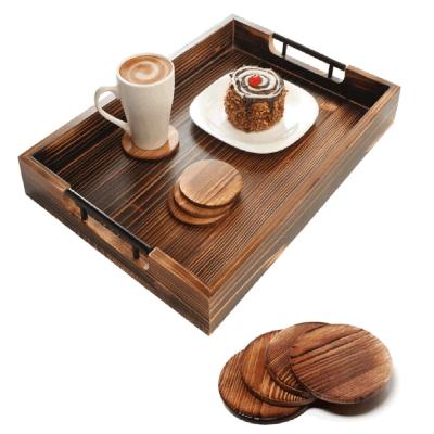 China Eco-Freindly Country Style Rustic Style Longevity Hot Selling Durable Universal Handmade Rectangular Wooden Tray for sale