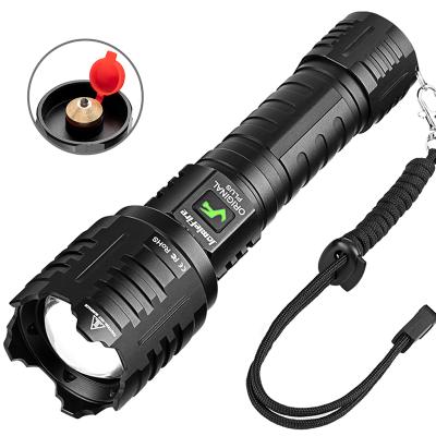 China Adjustable Focus 2021 XHP160 Most Powerful COB LED 38000 Lumen USB Zoom Power Bank Flashlight Rechargeable Aluminum Flashlight for sale