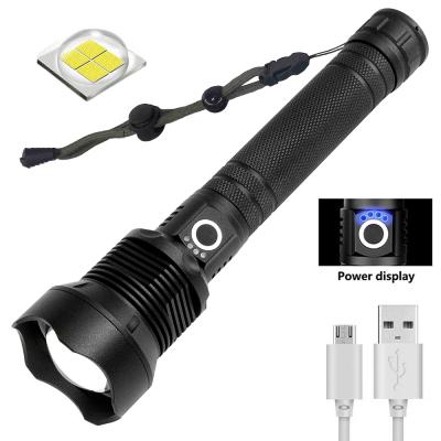 China Hunting 30W Zoom 4000 Lumens Super Bright Aluminum Powerful Tactical Flashlight XHP70 USB Rechargeable for sale