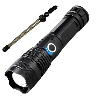 China New Focus 2021 Waterproof USB Rechargeable Tactical Flashlight 18650 Adjustable 26650 Super Bright Powerful Boom LED Flashlight XHP50 for sale