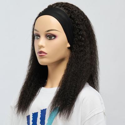 China Wholesale Natural Yaki Human Hair Yaki Wigs 100% Virgin Brazilian Headband Wigs For Black Women for sale