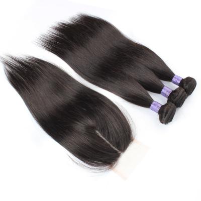 China Wholesale Raw Silky Straight Wave Cuticle Aligned Human Hair 100 Virgin Brazilian Remy Hair Mink Hair Straight 3 Bundles With Lace Frontal Closure for sale