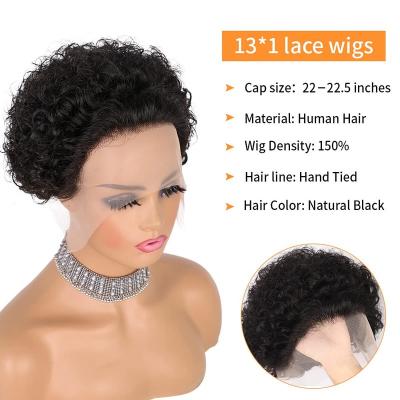 China Wholesale Price Peruvian Grade Pixie Cut Short Lace Wig 10A High Density Swiss Curly Curly Lace Hair Wig Hair for sale