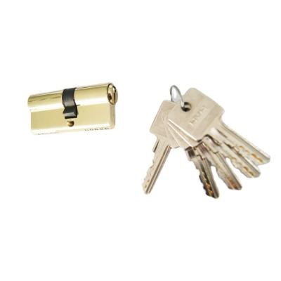 China Outside European standard 70mm solid brass cylinder, two line pins, brass key for sale