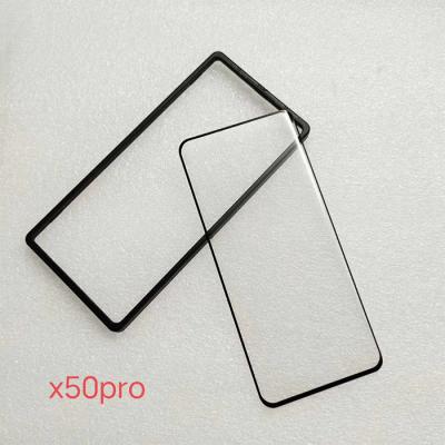 China high quality 98% transparent 3D curved full cover full glue tempered glass screen protector for Vivo X50 pro with install frame for sale