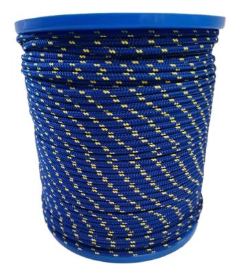 China Multifunctional Top Sale 16 Strands PP Diamond Braided Rope Blue With Yellow Color for sale