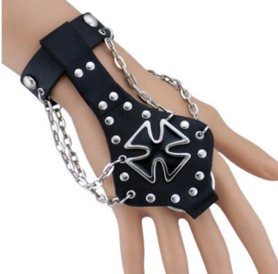 China Luxury Jewelry Big Fashion Casual Cross Bracelets For Women Gift Masquerade Leather Hip-hop Dance Party Nightclub Punk Bangle for sale